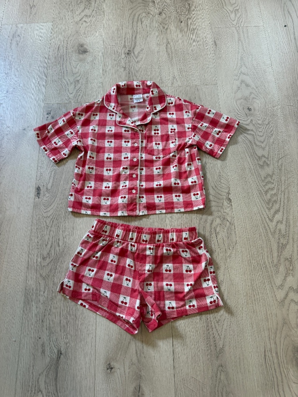 Girls Art Class Cherry Gingham Pajama Set - Size 8